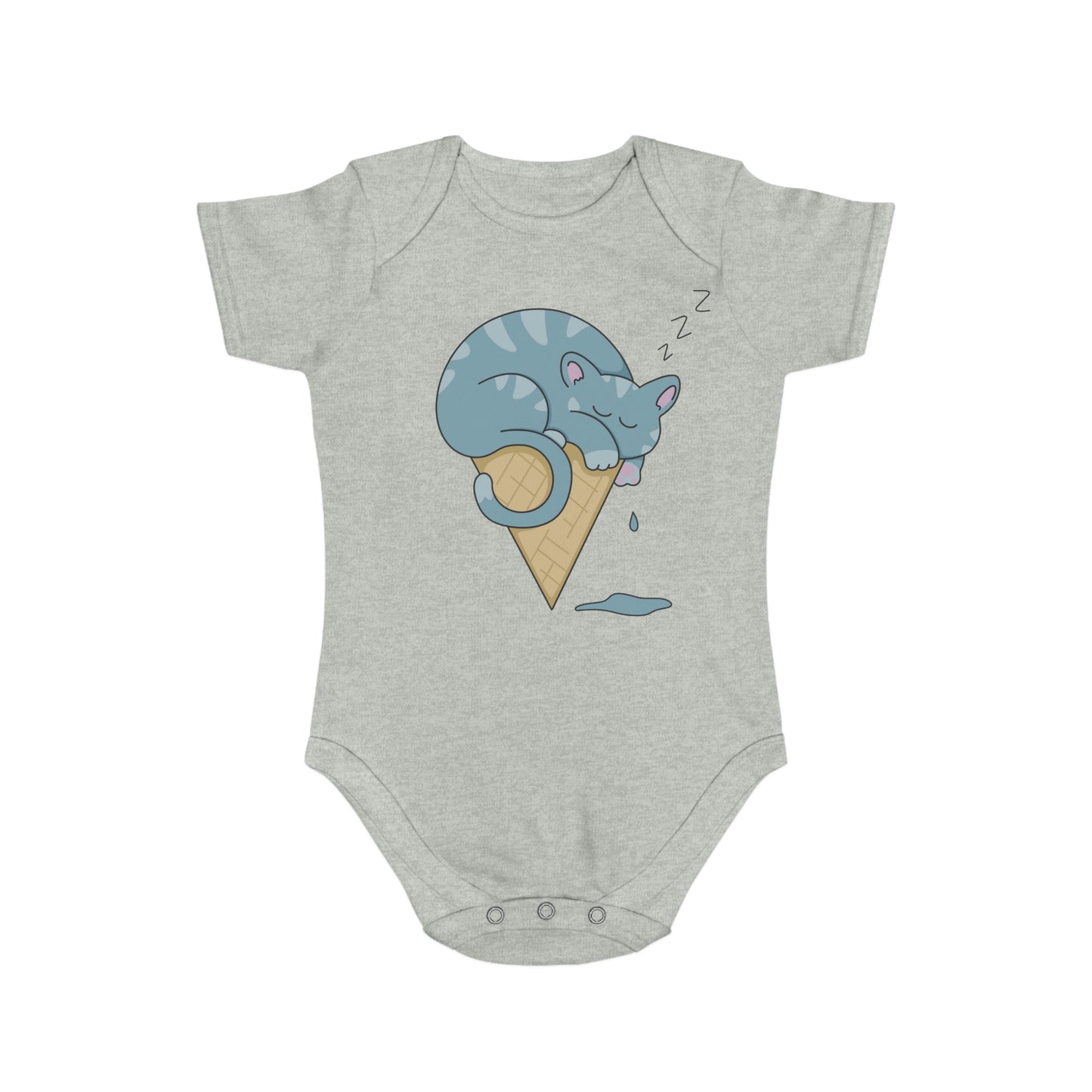 Sweet Cat Nap Short Sleeve Baby Bodysuit