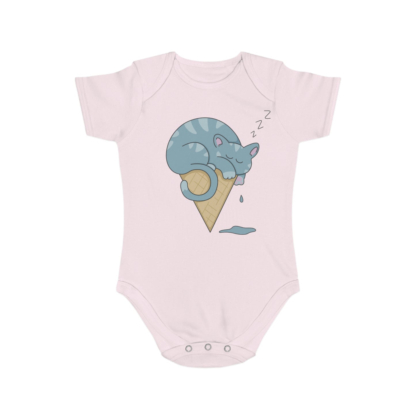 Sweet Cat Nap Short Sleeve Baby Bodysuit