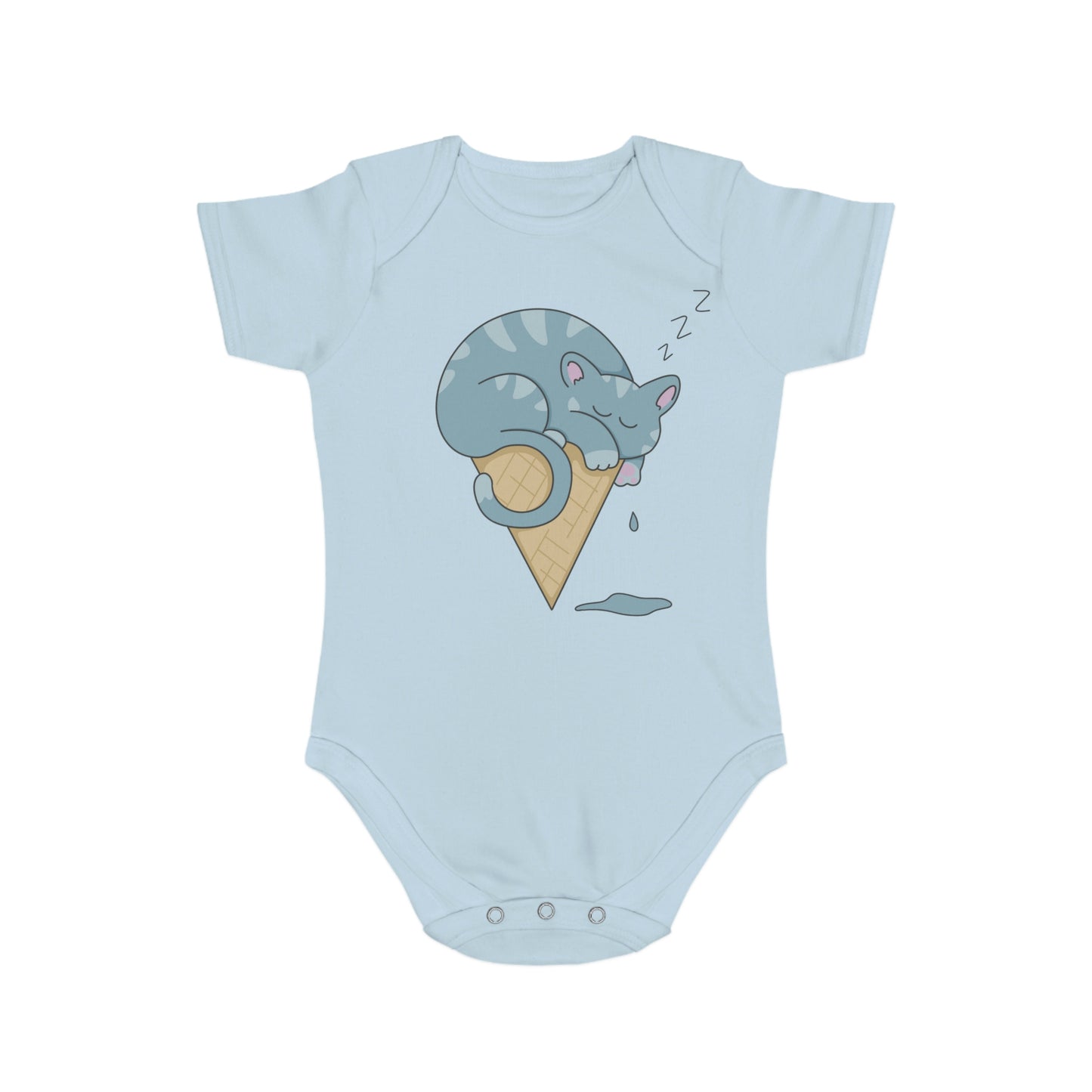 Sweet Cat Nap Short Sleeve Baby Bodysuit