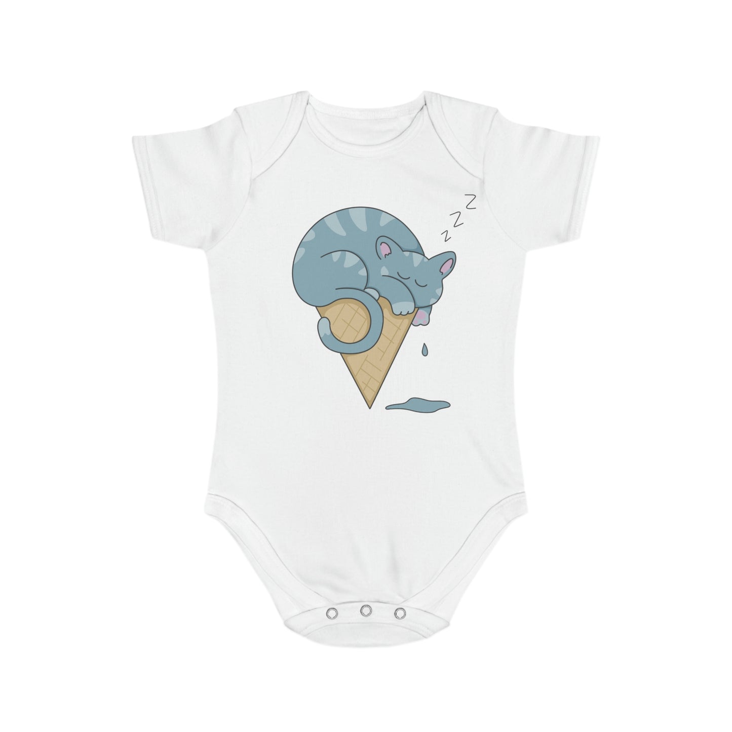Sweet Cat Nap Short Sleeve Baby Bodysuit
