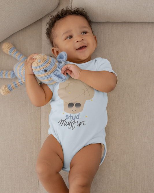 Stud Muffin Short Sleeve Baby Bodysuit