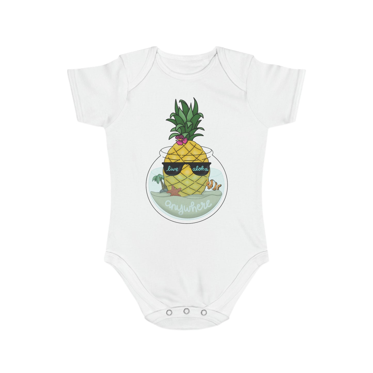 Live Aloha Short Sleeve Baby Bodysuit