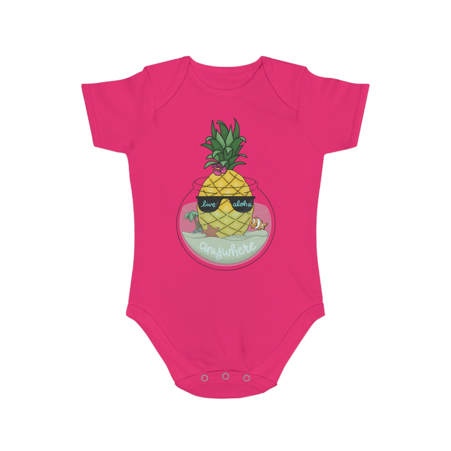 Live Aloha Short Sleeve Baby Bodysuit