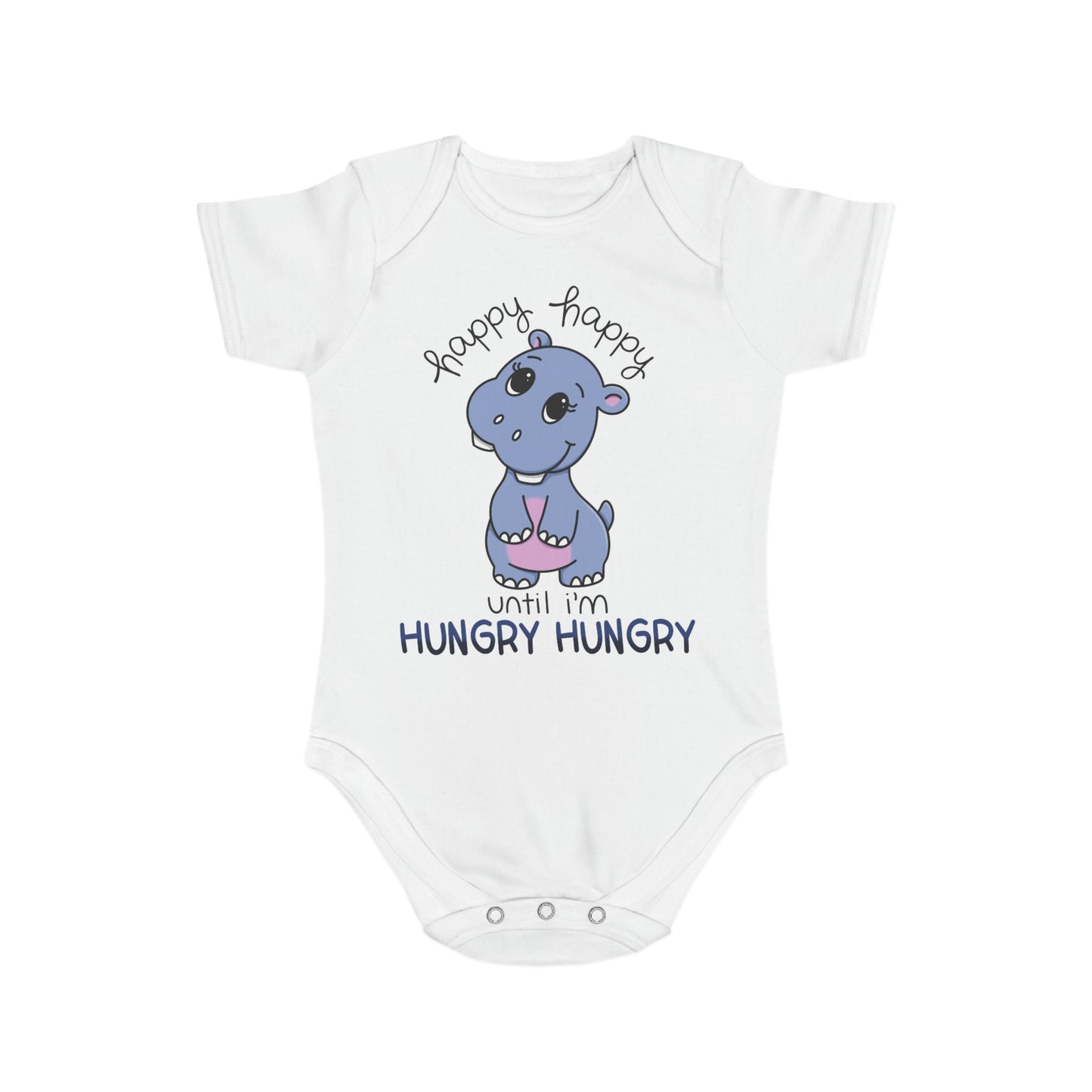 Hungry Hippo Short Sleeve Baby Bodysuit