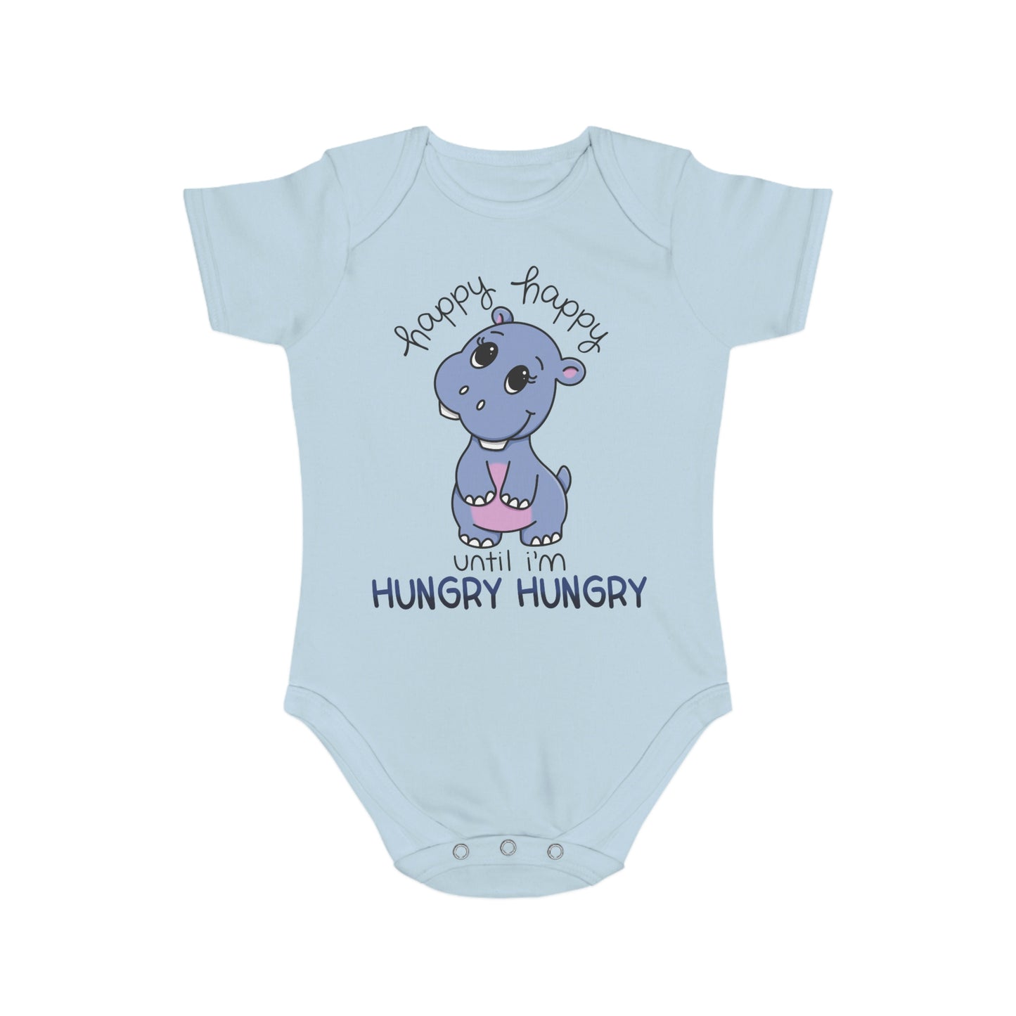 Hungry Hippo Short Sleeve Baby Bodysuit