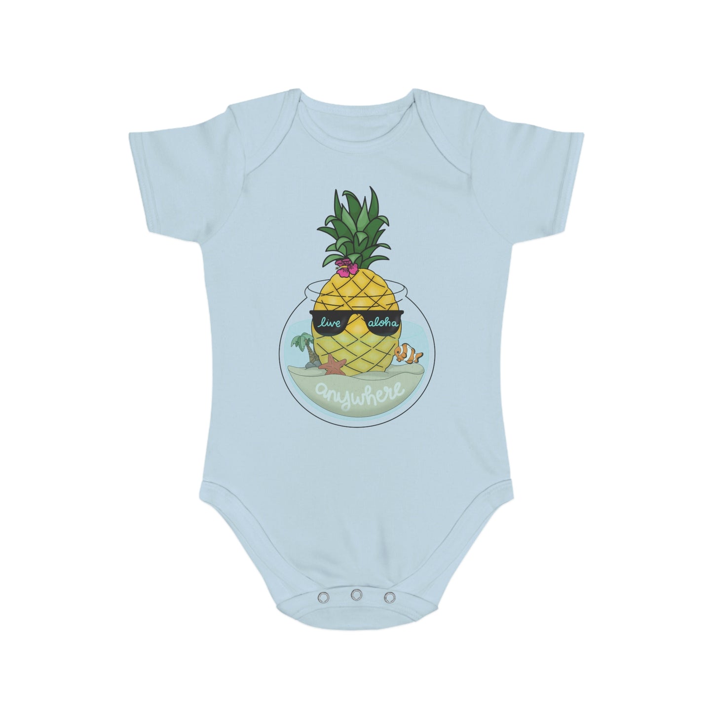 Live Aloha Short Sleeve Baby Bodysuit