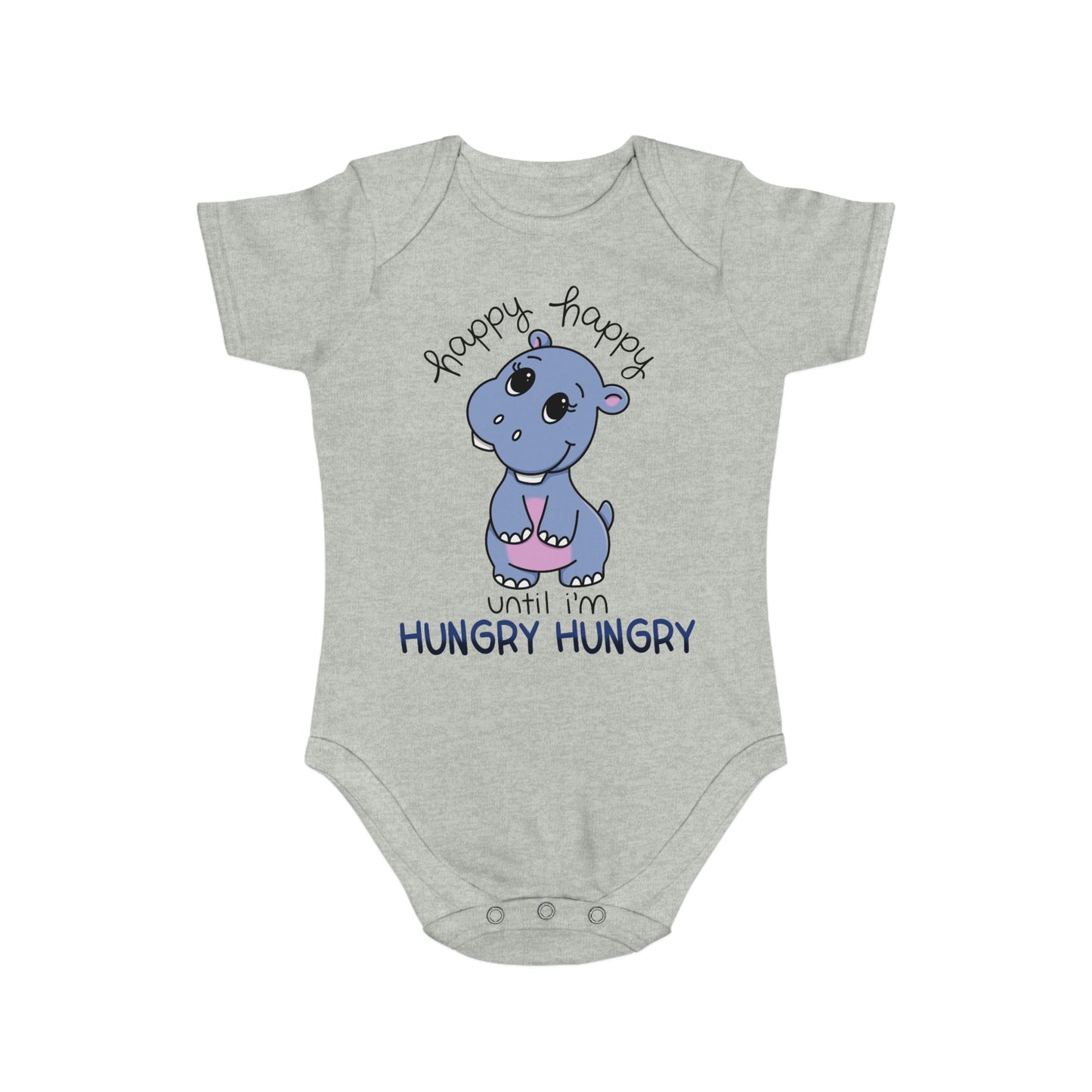 Hungry Hippo Short Sleeve Baby Bodysuit